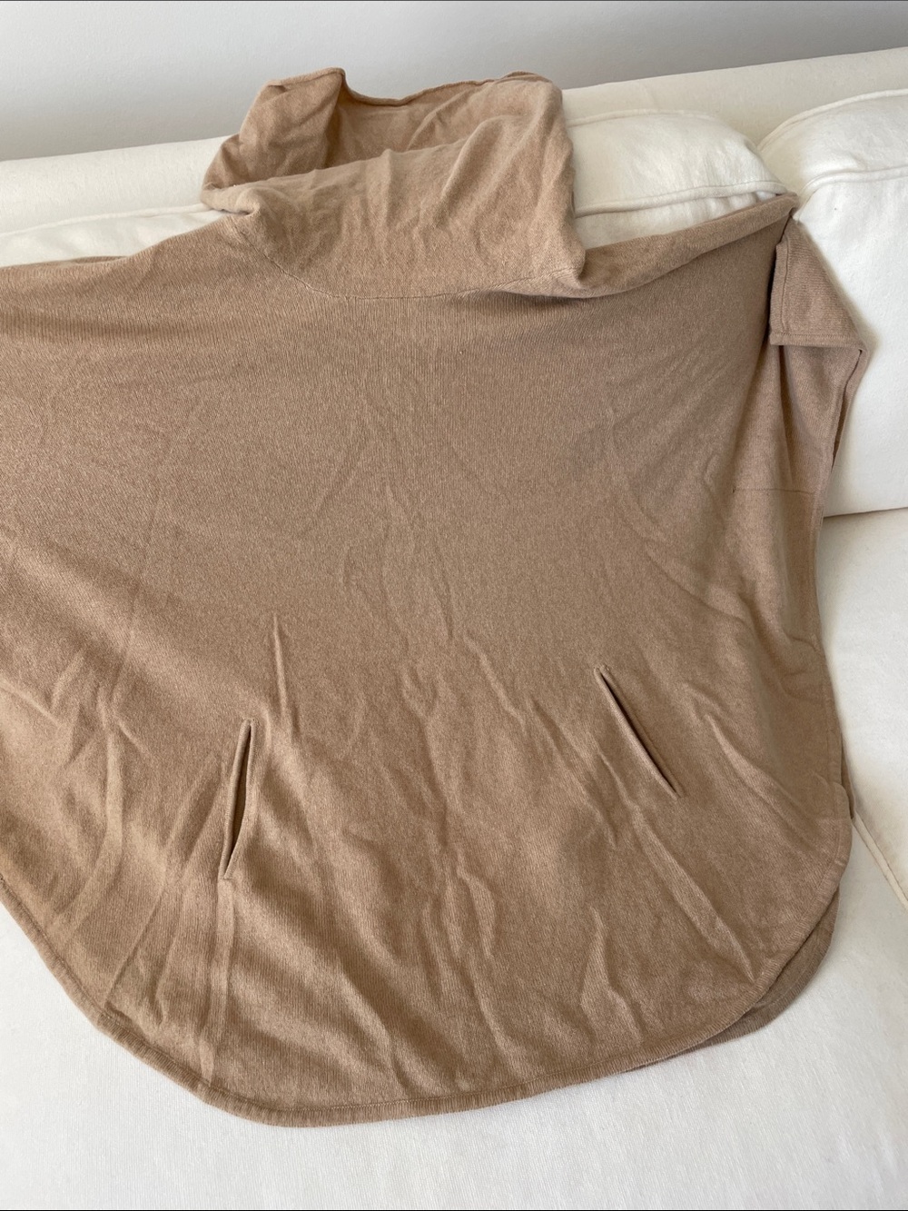 Max Studio cashmere Camel Turtleneck Poncho Sweater